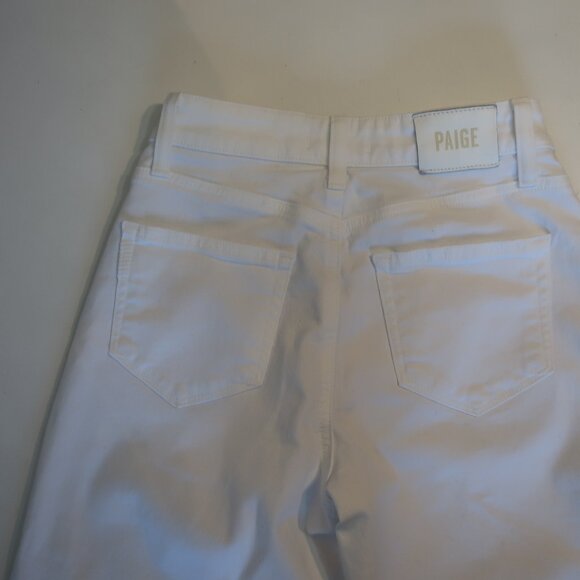 Womens Paige Anessa Crisp White Cropped Wide Leg Denim Jeans 24 - Picture 8 of 11